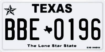 TX license plate BBE0196