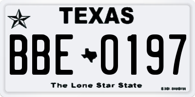 TX license plate BBE0197