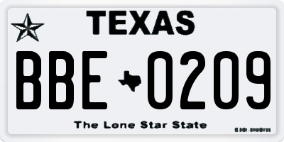 TX license plate BBE0209
