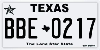 TX license plate BBE0217