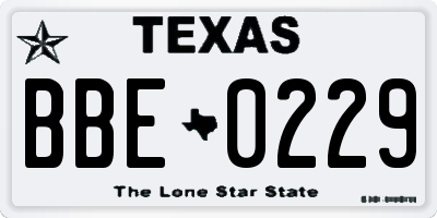 TX license plate BBE0229