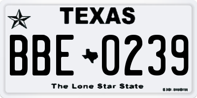 TX license plate BBE0239