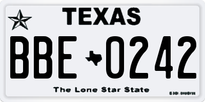 TX license plate BBE0242