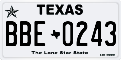 TX license plate BBE0243