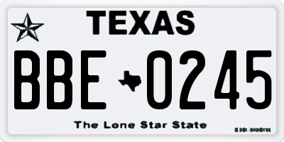 TX license plate BBE0245