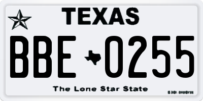 TX license plate BBE0255