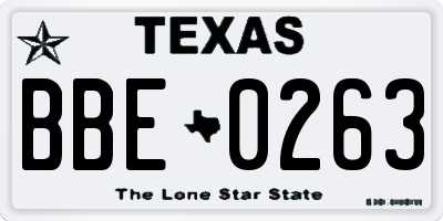 TX license plate BBE0263