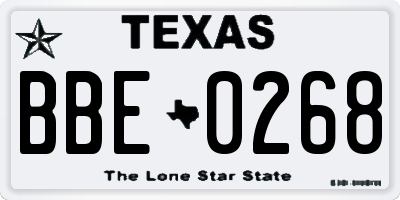 TX license plate BBE0268