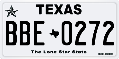 TX license plate BBE0272