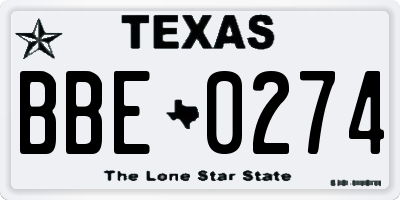 TX license plate BBE0274