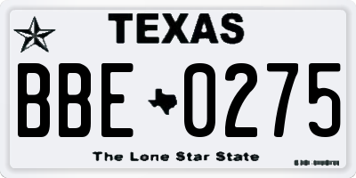 TX license plate BBE0275
