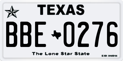 TX license plate BBE0276