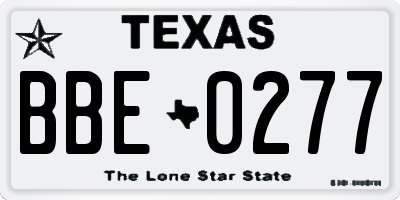 TX license plate BBE0277