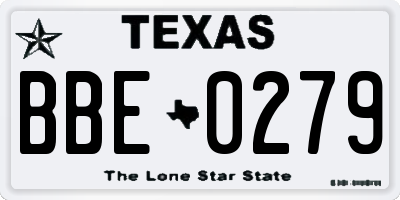 TX license plate BBE0279