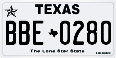 TX license plate BBE0280