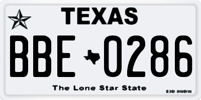 TX license plate BBE0286