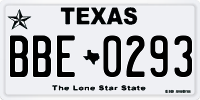 TX license plate BBE0293