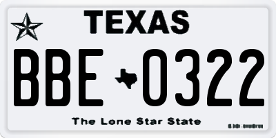 TX license plate BBE0322