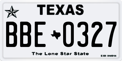 TX license plate BBE0327