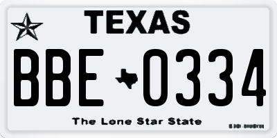 TX license plate BBE0334