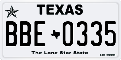 TX license plate BBE0335
