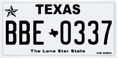 TX license plate BBE0337