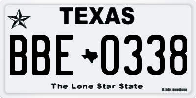TX license plate BBE0338