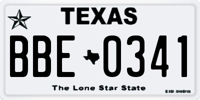 TX license plate BBE0341