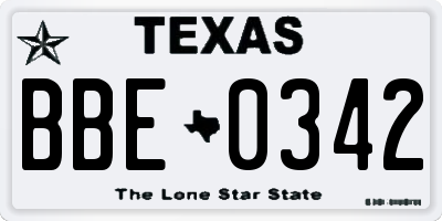TX license plate BBE0342