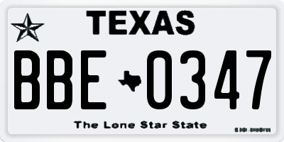 TX license plate BBE0347
