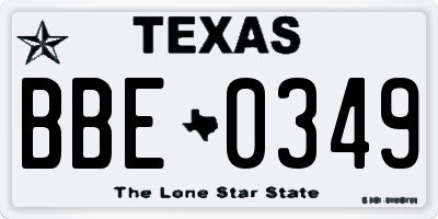 TX license plate BBE0349