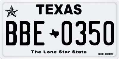 TX license plate BBE0350