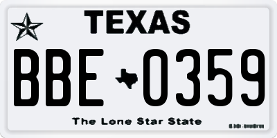 TX license plate BBE0359