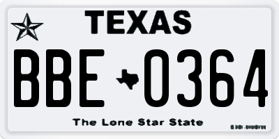 TX license plate BBE0364