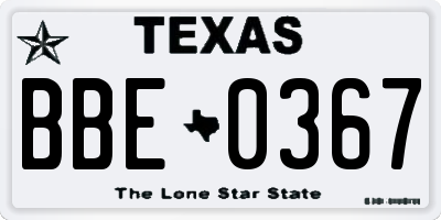 TX license plate BBE0367