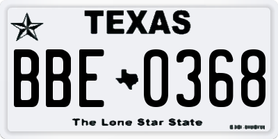 TX license plate BBE0368