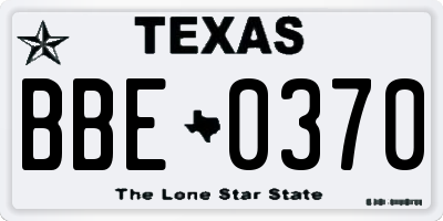 TX license plate BBE0370