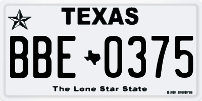 TX license plate BBE0375