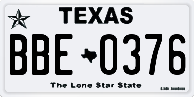 TX license plate BBE0376