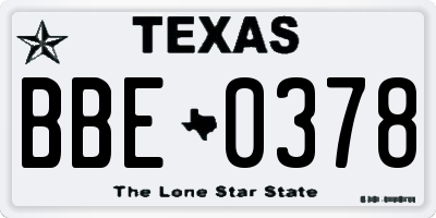 TX license plate BBE0378