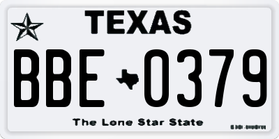TX license plate BBE0379