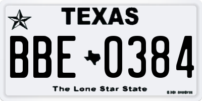 TX license plate BBE0384