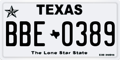 TX license plate BBE0389