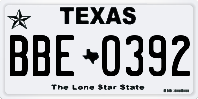 TX license plate BBE0392
