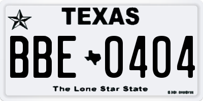 TX license plate BBE0404