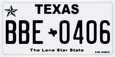 TX license plate BBE0406