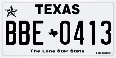 TX license plate BBE0413