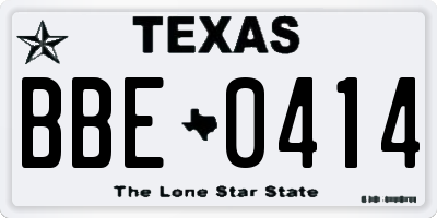 TX license plate BBE0414