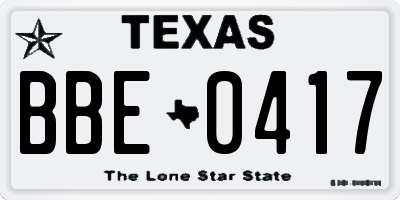 TX license plate BBE0417