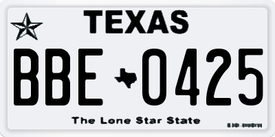 TX license plate BBE0425
